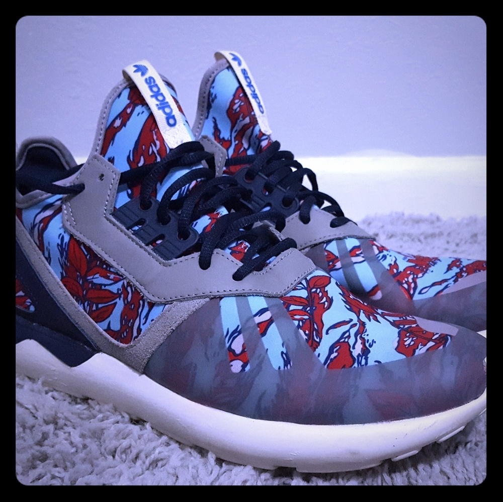 Adidas Tubular Runner Red Seaweed size 12 blue euc